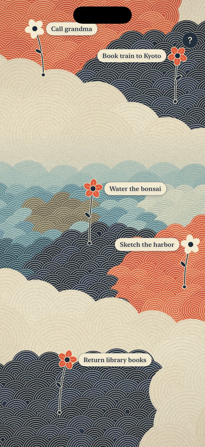 Tasks growing as flowers out of the cloud print